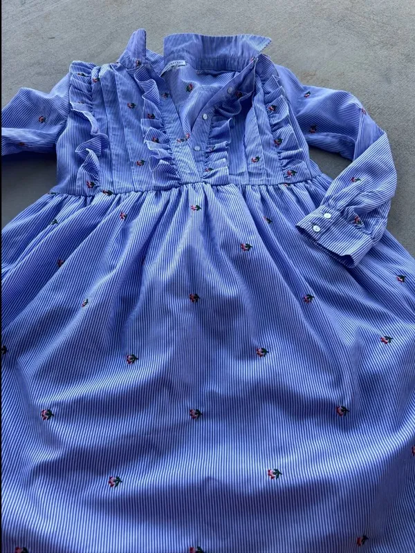 English Factory Striped Floral Ruffle Mini Dress Size M - Image 6