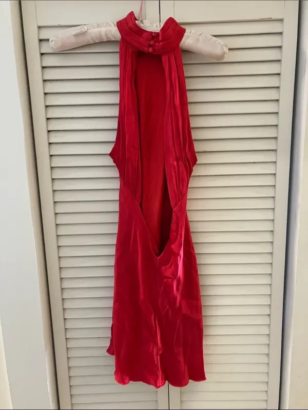 Meshki Claire Red Sleeveless Satin Dress Altered Mini Size XS - Image 8