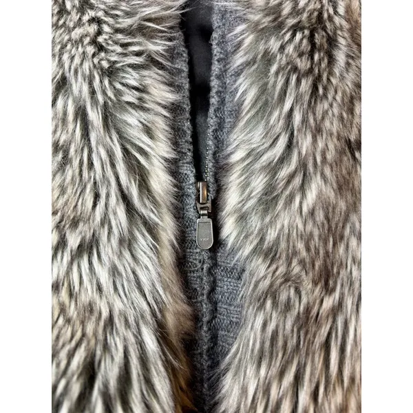 Shade Faux Fur Vest Small Gray Brown Zip Front Cozy Layering Piece - Image 5