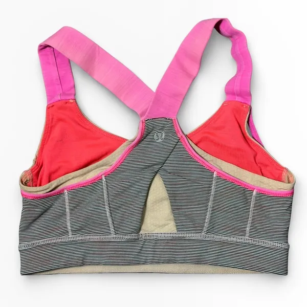 Lululemon Run Stuff Your Bra Striped Racerback Sports Neon Pink Size 4 Gym‎ Yoga - Image 2