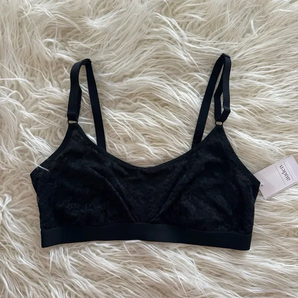Auden Lace Lightly Lined Scoop Neck Bralette Black Size Medium - Image 2