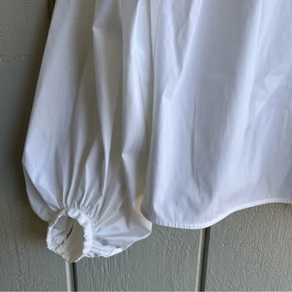 Cuyana Organic Cotton Poplin Open Back‎ Blouse White Size S - Image 8