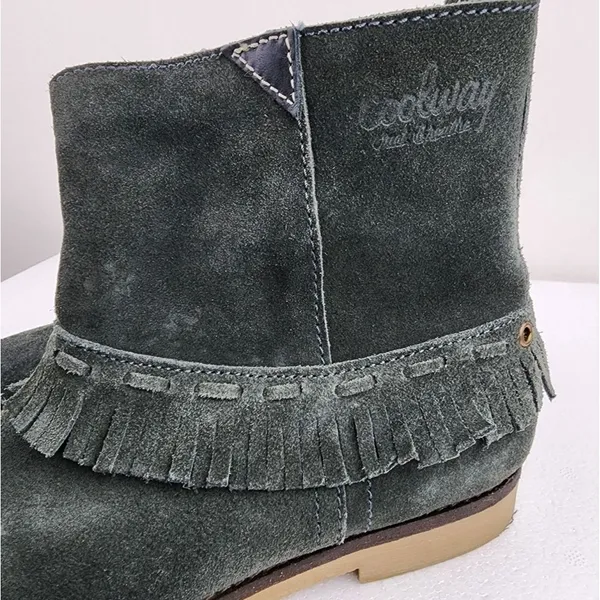 Coolway Grey Suede Ankle Boots Fringe Bobo Accent Size 8 - Image 12