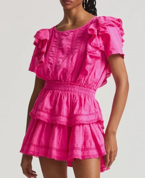 Love Shack Fancy Mini Dress Pink Ruffle - Image 6