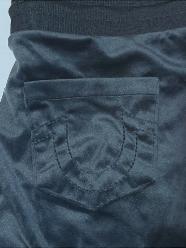 NWT True Religion Crystal HS Velour Straight Leg Track Pants – Black – XXL - Image 10