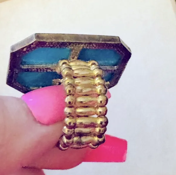 Turquoise Rectangular Statement Adjustable Ring Blue - Image 4