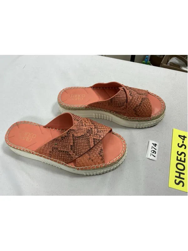 Womans Franco Sarto Platform Crossover Slip On Slide Sandals Size 8m Snake Print - Image 2