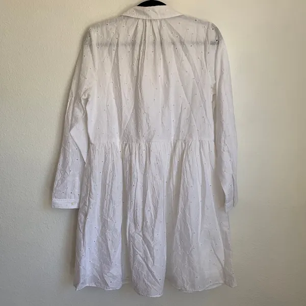 NWT J. Crew Factory Eyelet Collared Mini Shirtdress in‎ White BY515 - Image 3