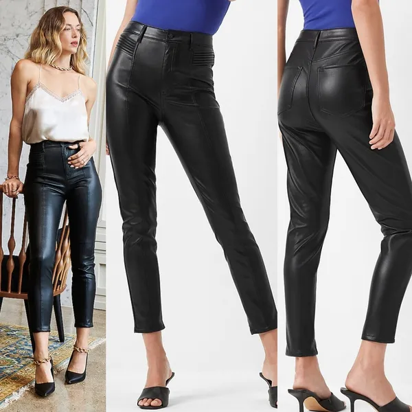 Express Black Super High Waisted Faux Leather Moto Skinny Pant Womens Size 0 - Image 2