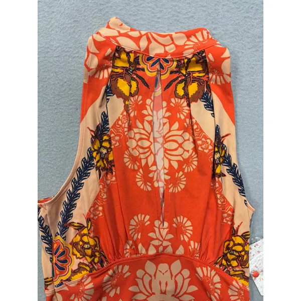 Free People Halter Top Small Cherry on Top Red Combo Floral Keyhole Boho New - Image 7