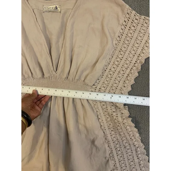 Seaspice Resort Wear Isla Baby Beige 100% Peruvian Cotton Crochet Tunic Mini S - Image 3