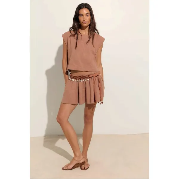 Free People Bohemian Beachy Neutral Skye Mini Skirt & Top Set Latte Small NWT - Image 12