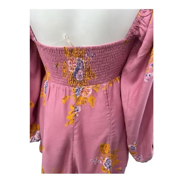 Free People Pink Floral Francesca Balloon Sleeve Mini Dress - Image 4