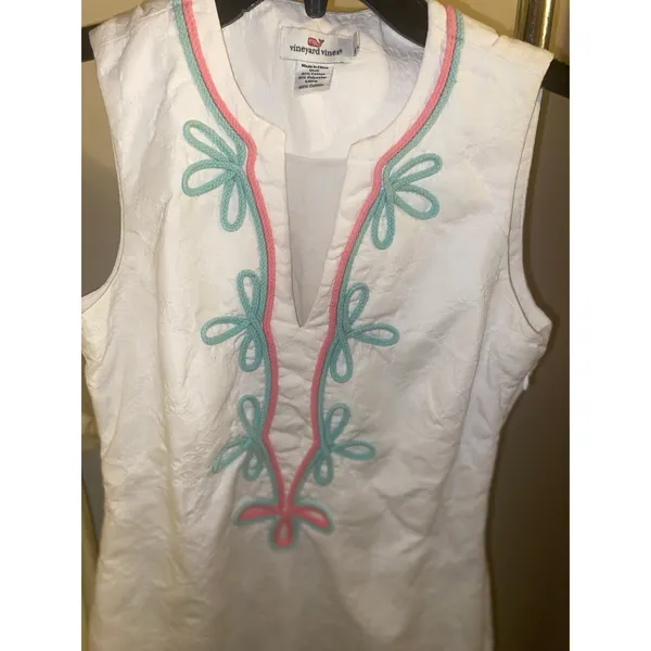 Vineyard vines embroidered white shift tunic dress size 2 - Image 2
