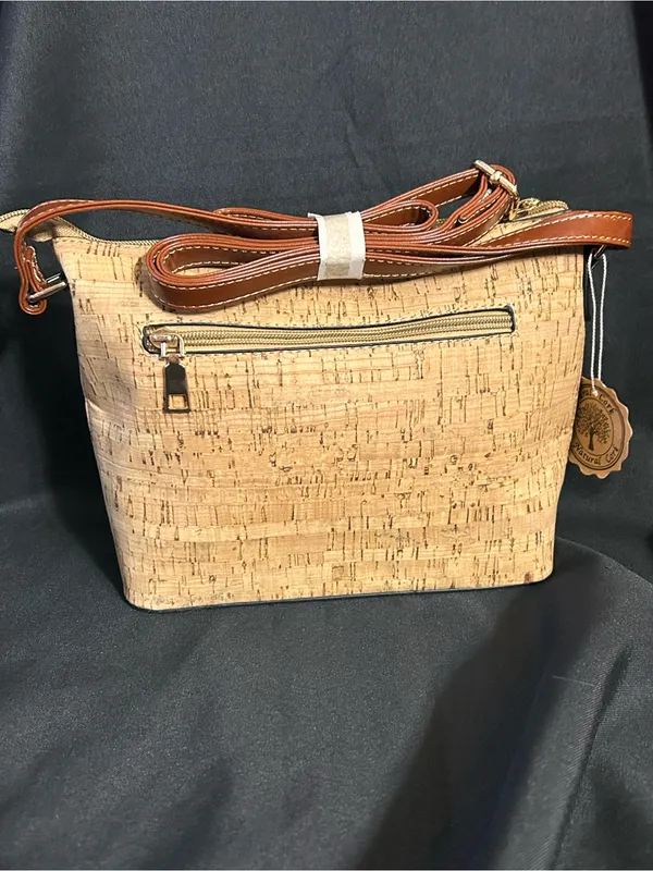 Natural Cork Women’s Multicolor Check Crossbody Bag NWT - Image 2
