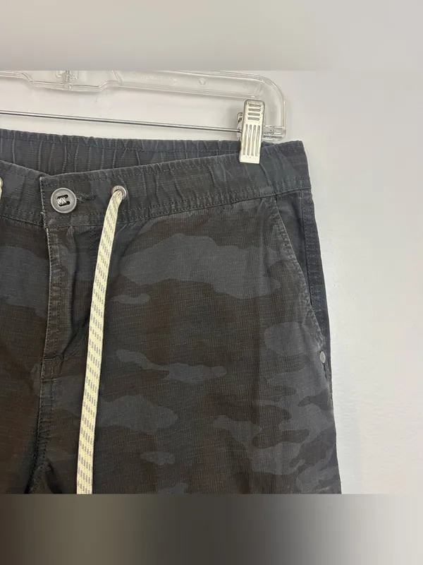 Vuori Ripstop Black/Grey Camo Climber Zipper Drawstring Pants Size Medium - Image 4