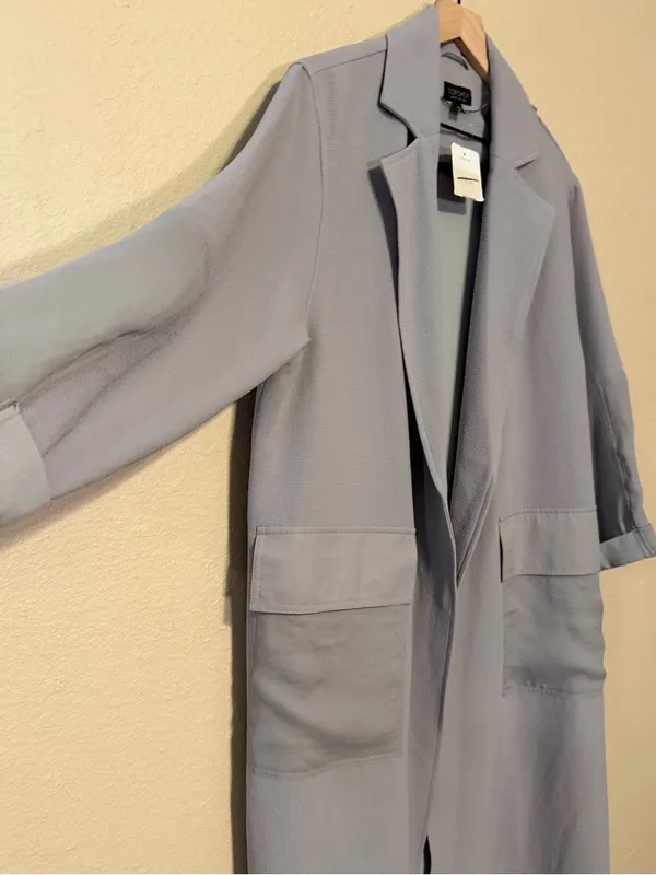 Top shop Grey duster trench coat Open Front Size 6 NWT - Image 2