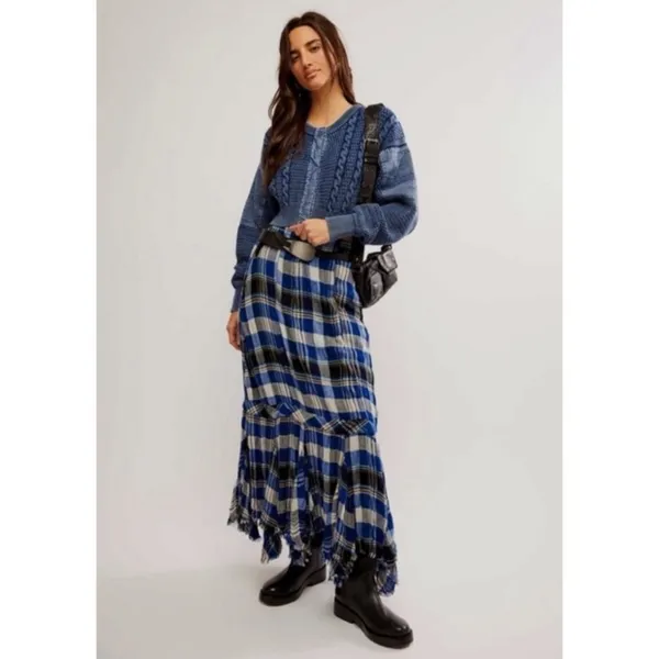 Free People Patchwork Chunky Cable Knit Heritage Cardi Cardigan Sweater Medium - Image 6