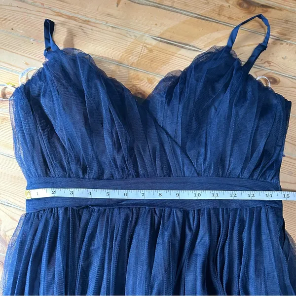 Exemplary Aura Navy Tulle Surplice Midi Dress - Image 10