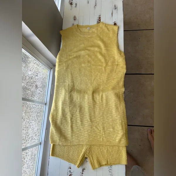 Uaneo 2 Piece Outfit Summer Knit Sweater Set Sleeveless Tunic and short - Image 8