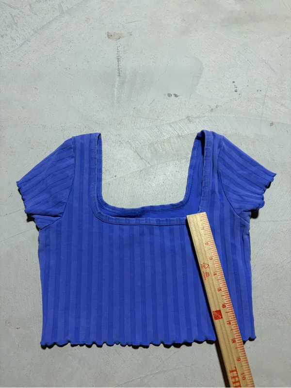 Aerie offline OG Square-Neck Ribbed Crop Top MEDIUM purple/blue - Image 3
