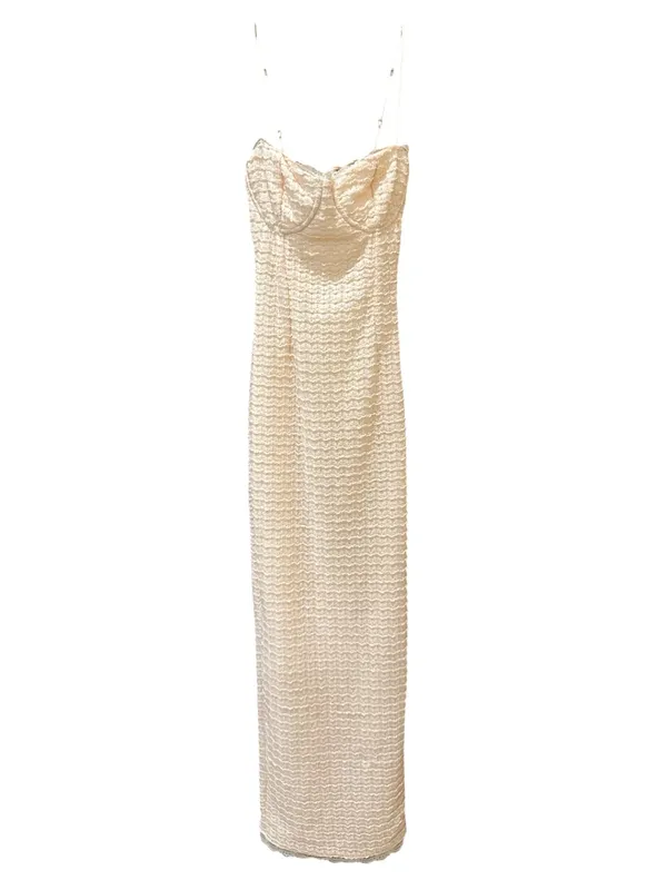 House of CB Elinor Cream Tea Frill Lace Corset Lace Up Style Midi Dress Size: XS - Image 4