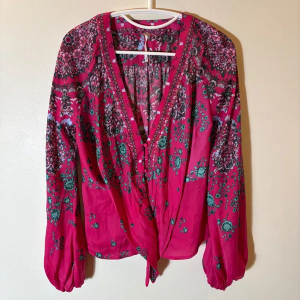 Free People Run Free‎ Blouse in Pink Combo Size XS - Image 2