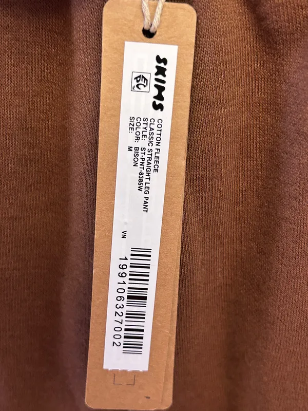 Skims Cotton Fleece classic straight leg pant bison, medium New with tags - Image 7