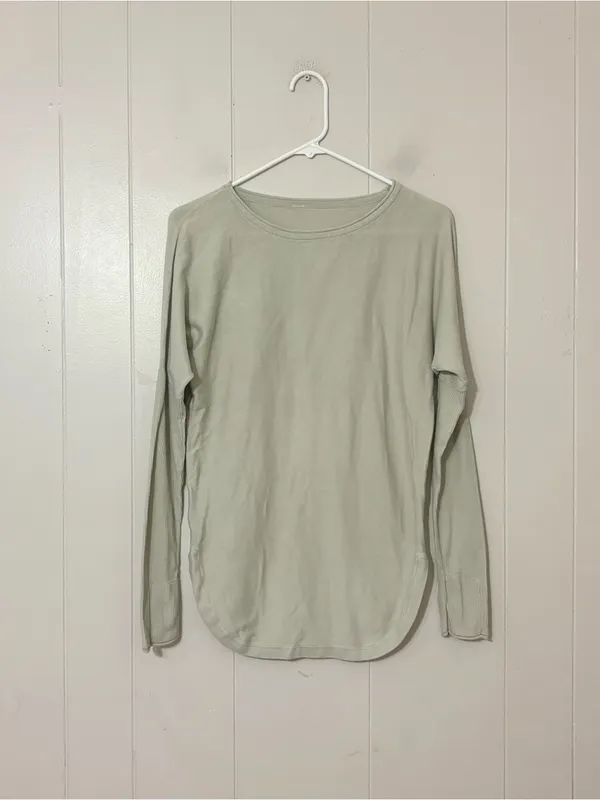Lululemon Take It All In Sweater Light Sage Long Sleeve Cotton Knit - Image 4