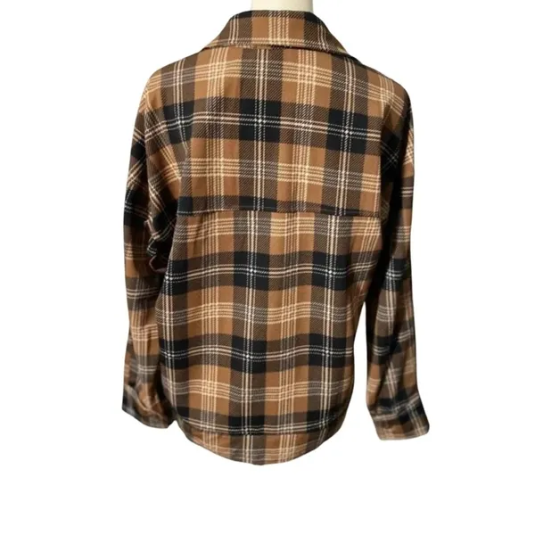 Love Maven Size Medium Brown Plaid Front Button Blazer. New With Tags. - Image 2