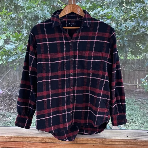 Madewell Women's Flannel Sunday Shirt In Evins Plaid Size M - Image 3