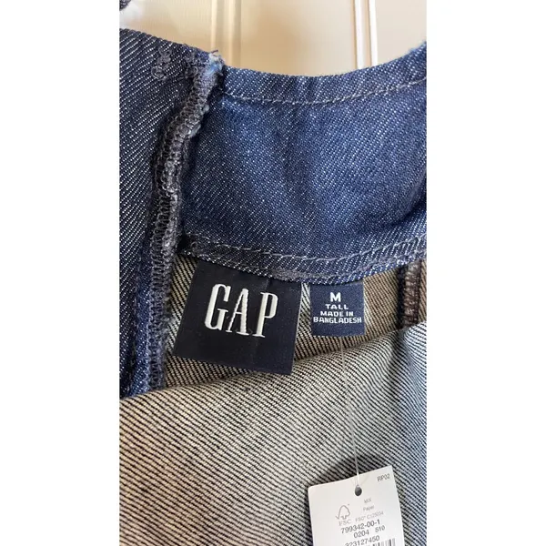 Gap Denim Pleated Mini Dress Dark Wash Square Neck Sleeveless Coquette Medium - Image 4
