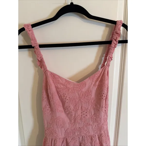 Willa Story Pink Eyelet Tiered Ruffle Midi Dress Size Large - Image 2