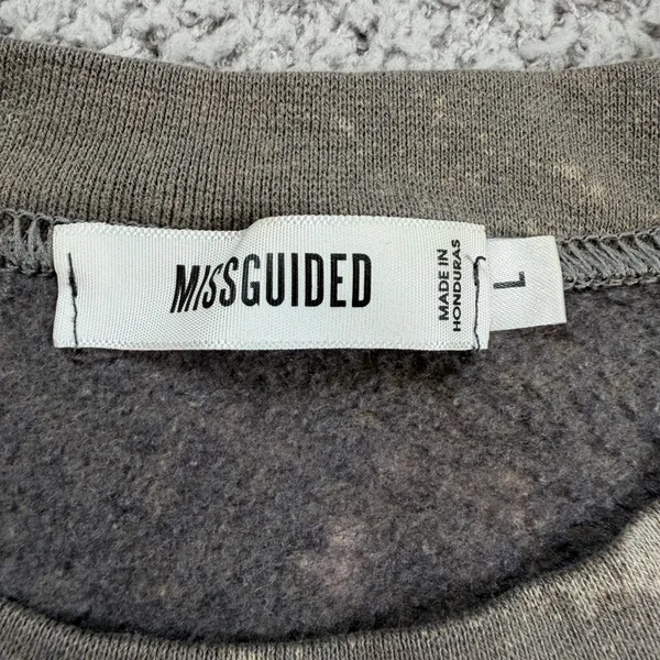 Missguided Michigan Crewneck Bleach Wash Distressed College Sweatshirt Oversized - Image 4