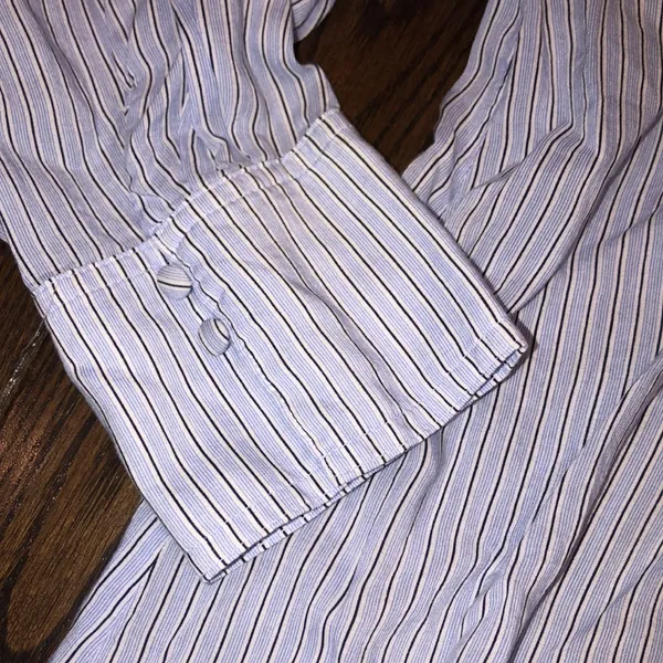 H&M light blue striped shirt dress maxi size medium - Image 3