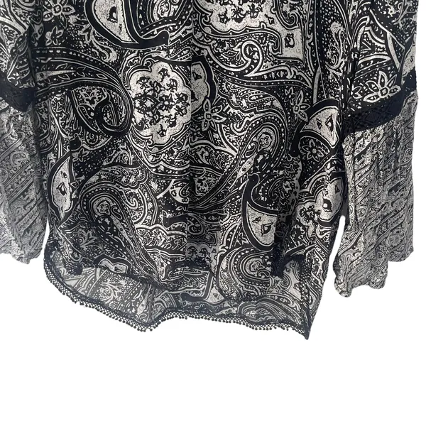 Lauren Ralph Lauren Size XL Black White Paisley Silk‎ Blend Blouse - Image 5