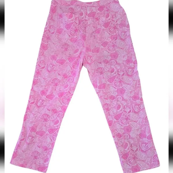 Lilly Pulitzer Womens Pink Seashell Cropped Straight Leg Pants Size 4 - Image 6