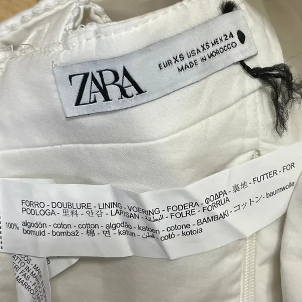 Zara Women's White Embroidered Bustier Cutout Smocked Sleeveless Crop Top Size S - Image 4