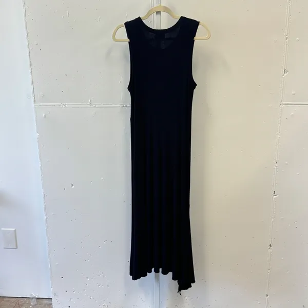 Kinly Black Ribbed Knit Sleeveless Asymmetrical Handkerchief Hem Maxi Dress XS/S - Image 2