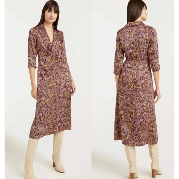 Cinq à Sept Dayna Desert Rose Floral Chiffon Midi Dress Size‎ 10 - Image 7