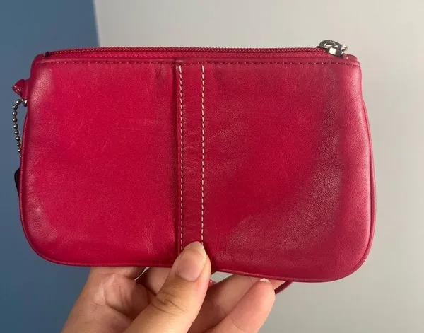 Coach Coral Red Leather 6”x4” wristlet - Image 4