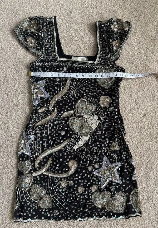 Loveshackfancy party embroidered sequence star mini Davis dress size small 4 - Image 2