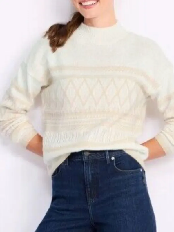 Stitch Fix Lety & Me Cream Textured Knit Crewneck Sweater NWT Size S - Image 8