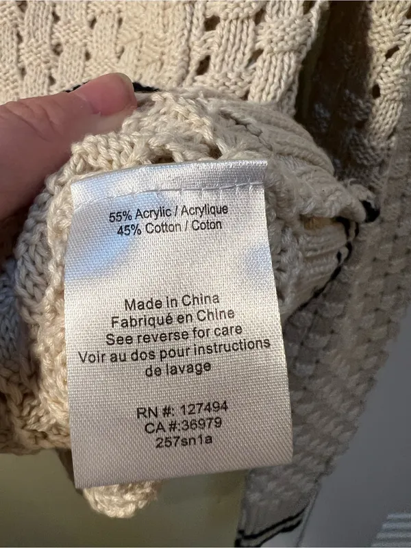 Heartloom Womens Sz Large Posey Cardi Cardigan Sweater Beige Black Marble Button - Image 14