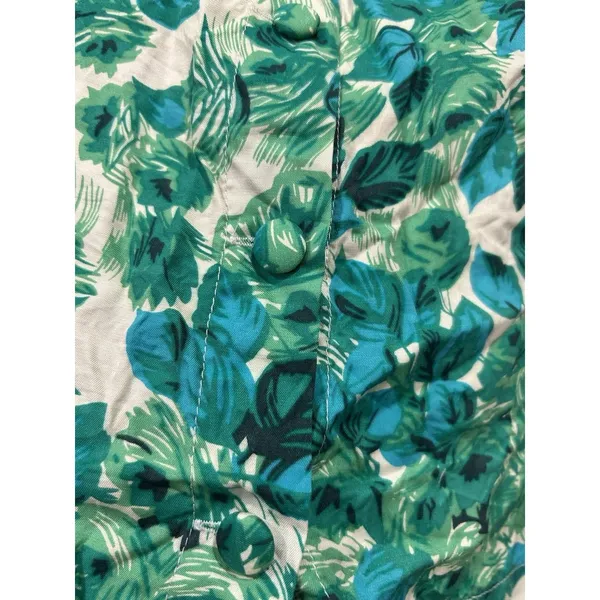 Boden Tank Size 8 Sleeveless Top Green Floral Silk Blend Button Back Preppy - Image 4
