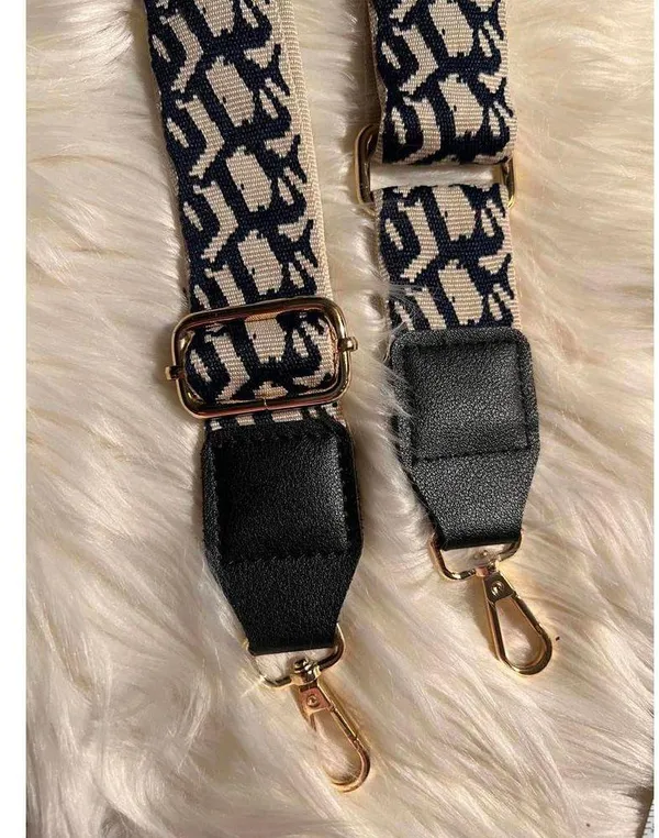 Stylish Adjustable Bag Strap with Gold Accents Blue - Image 2