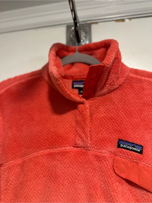 Patagonia Re-Tool Snap-T Sz:XL Pullover coral Polartec fleece chest pocket Soft. - Image 10