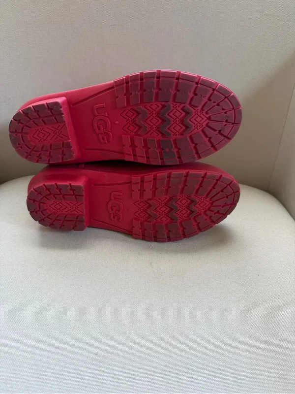 UGG Chevonne Ribbon Red Chelsea Rain Boots Waterproof Colorful Logo Women’s 7 - Image 8