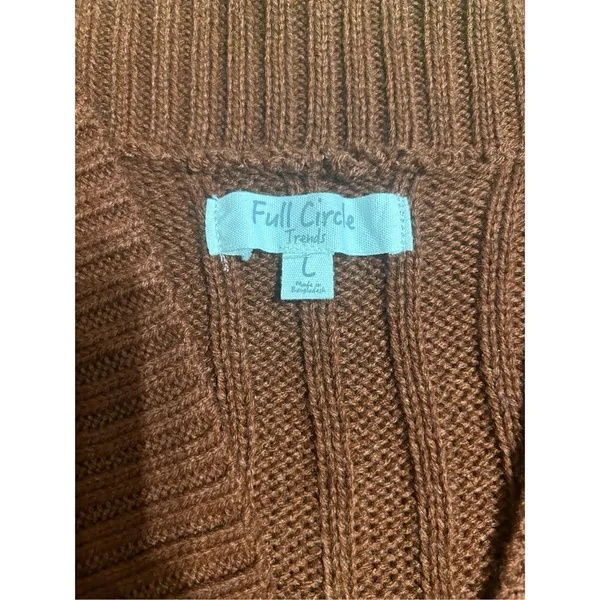 Womens Full Circle Trends Knit Open Cardigan - L Brown - Image 4