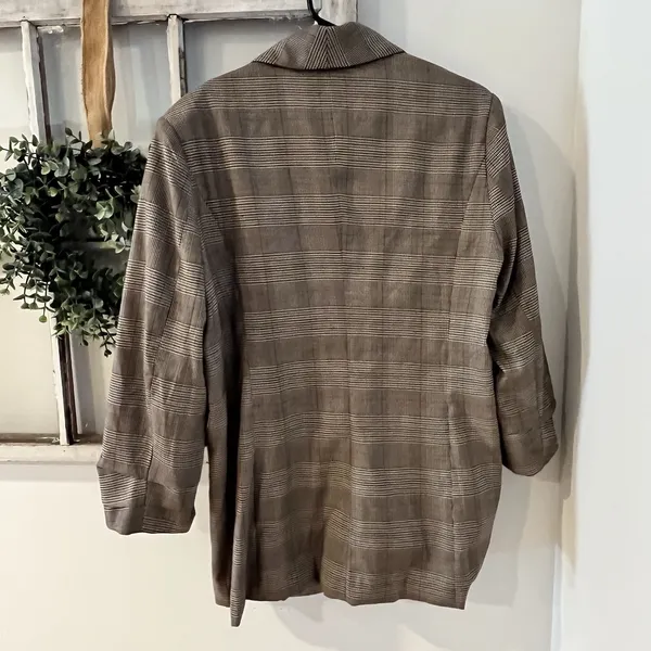 NWT Altar'd State Plaid Collared Longline Blazer Jacket Casual Chic‎ Size L - Image 7